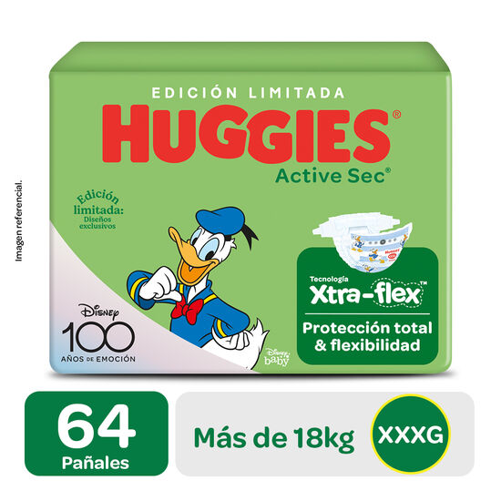 Pañal Huggies Active Sec XXXG Edición Limitada 64 Und